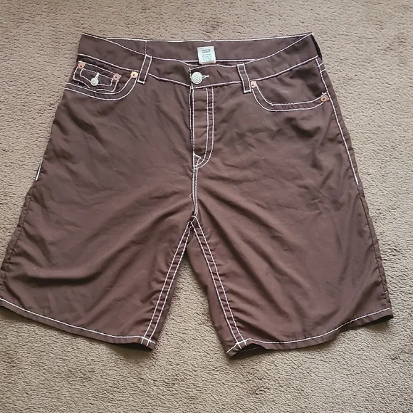 True Religion Brown Flat Front Shorts - Picture 3 of 14